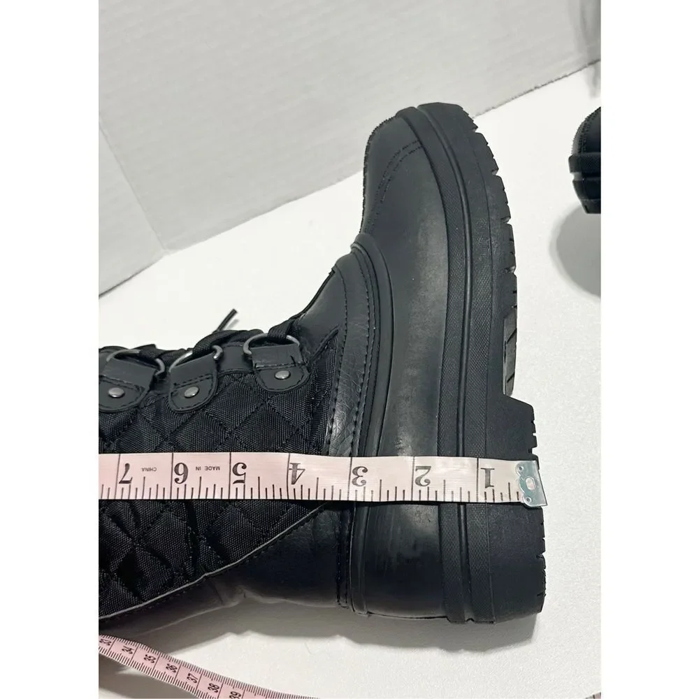 Quest Powder Winter Snow Boots Faux Fur Collar 3M Insulated Rubber Boots Black 7